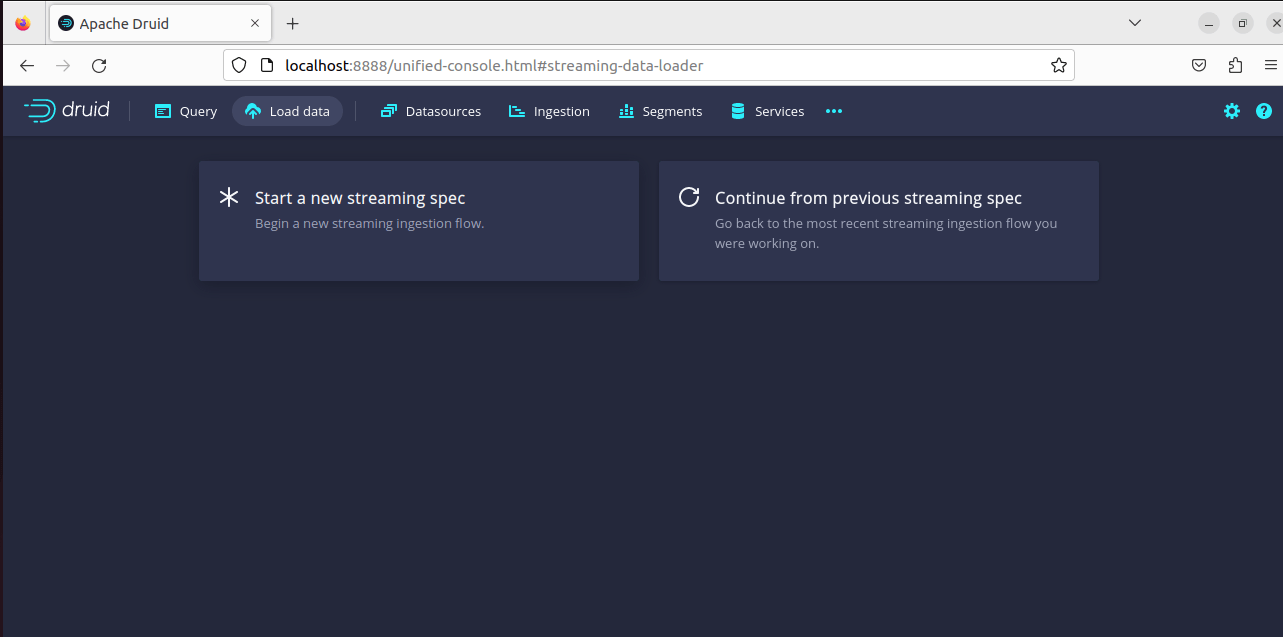 Start new streaming spec