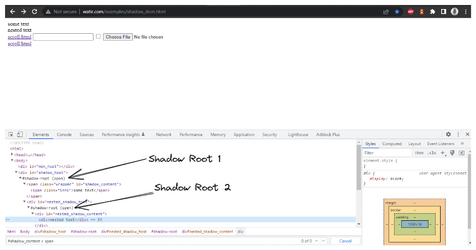 shadow root 1 and shadow root 2