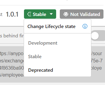 In the above figure, the lifecycle state is stable as the API specification is ready to use and can implement it. 