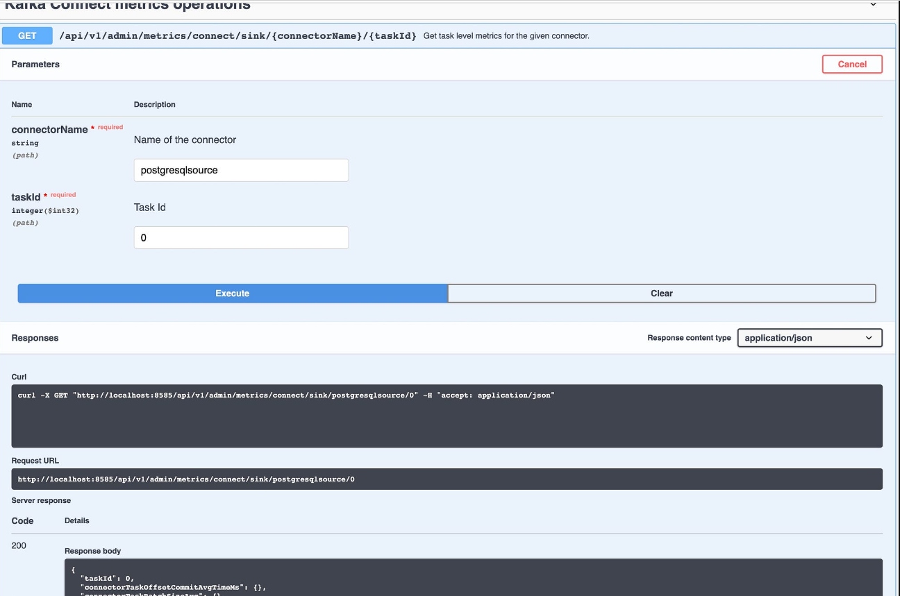 SMM Swagger REST API for getting sink metrics