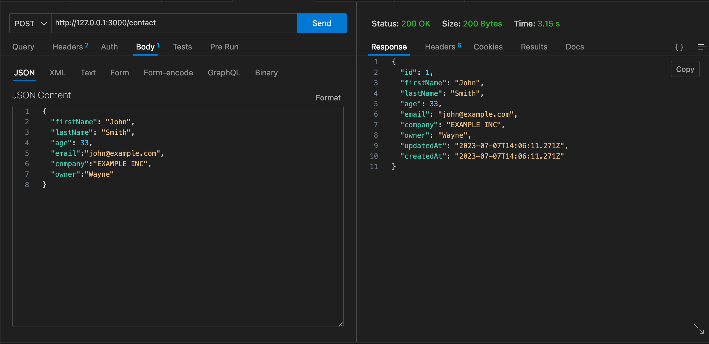 Creating a New Contact