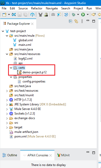 Go to Anypoint Studio and refresh the project. The "certs" folder will get populated with the Keystore.