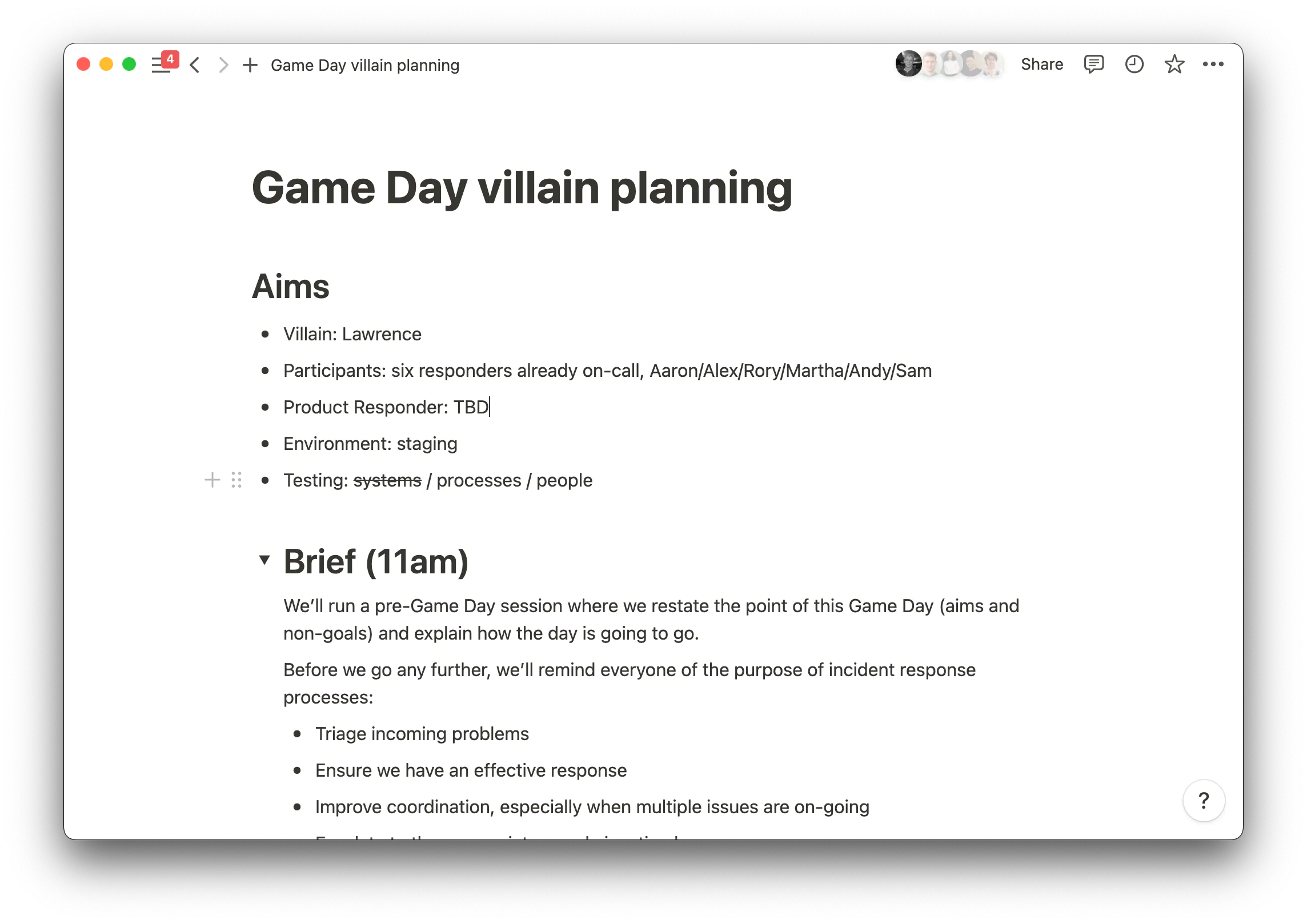 Game Day villain planning