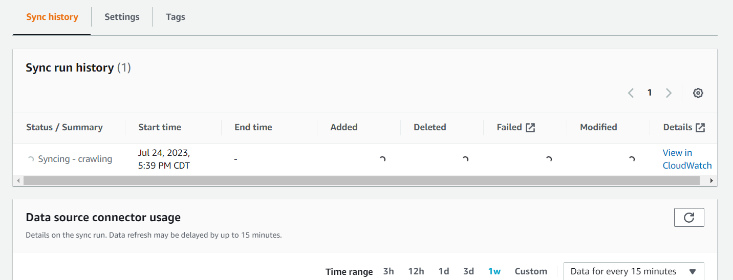 Sync Run History.