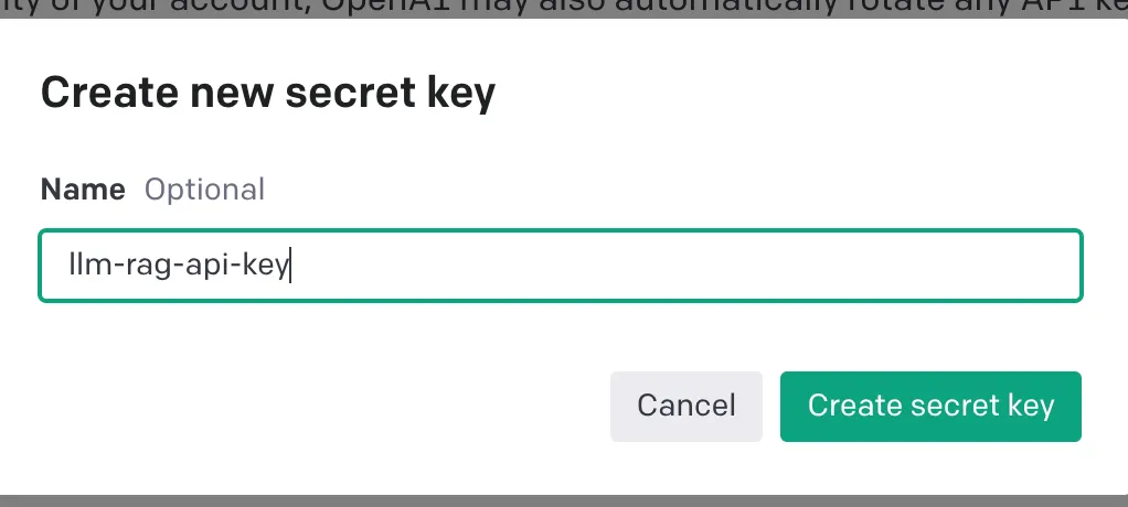 Create new secret key