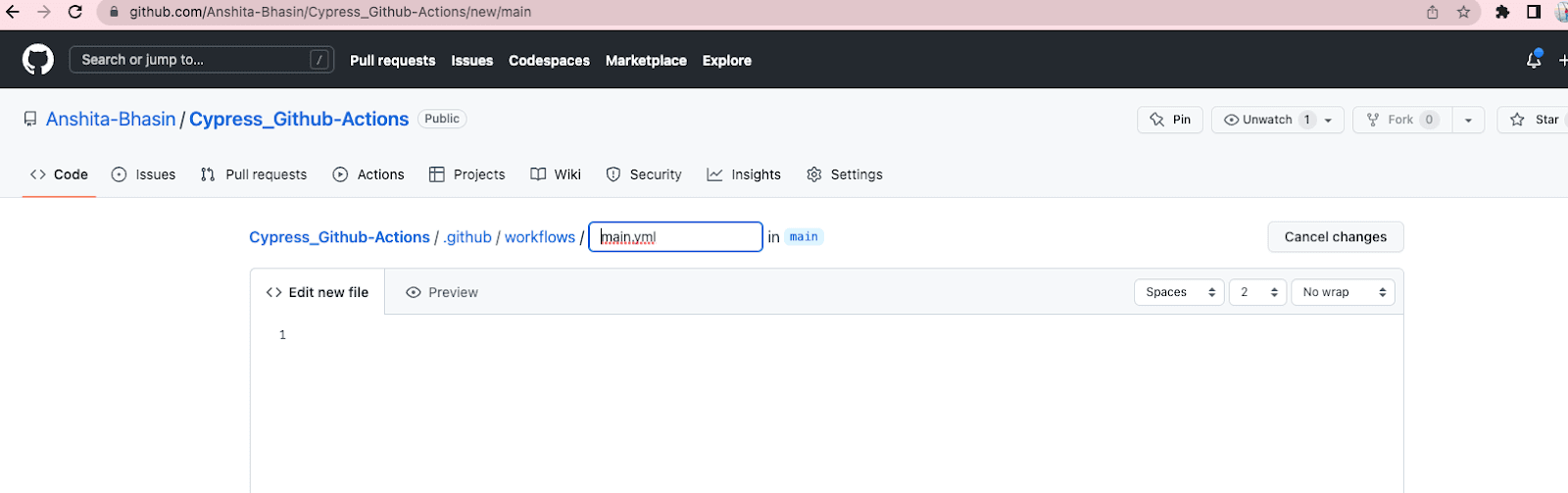 Enter .github/workflows/main.yml (It has to be in the same sequence). main.yml is the file name. You can name it as per your choice.