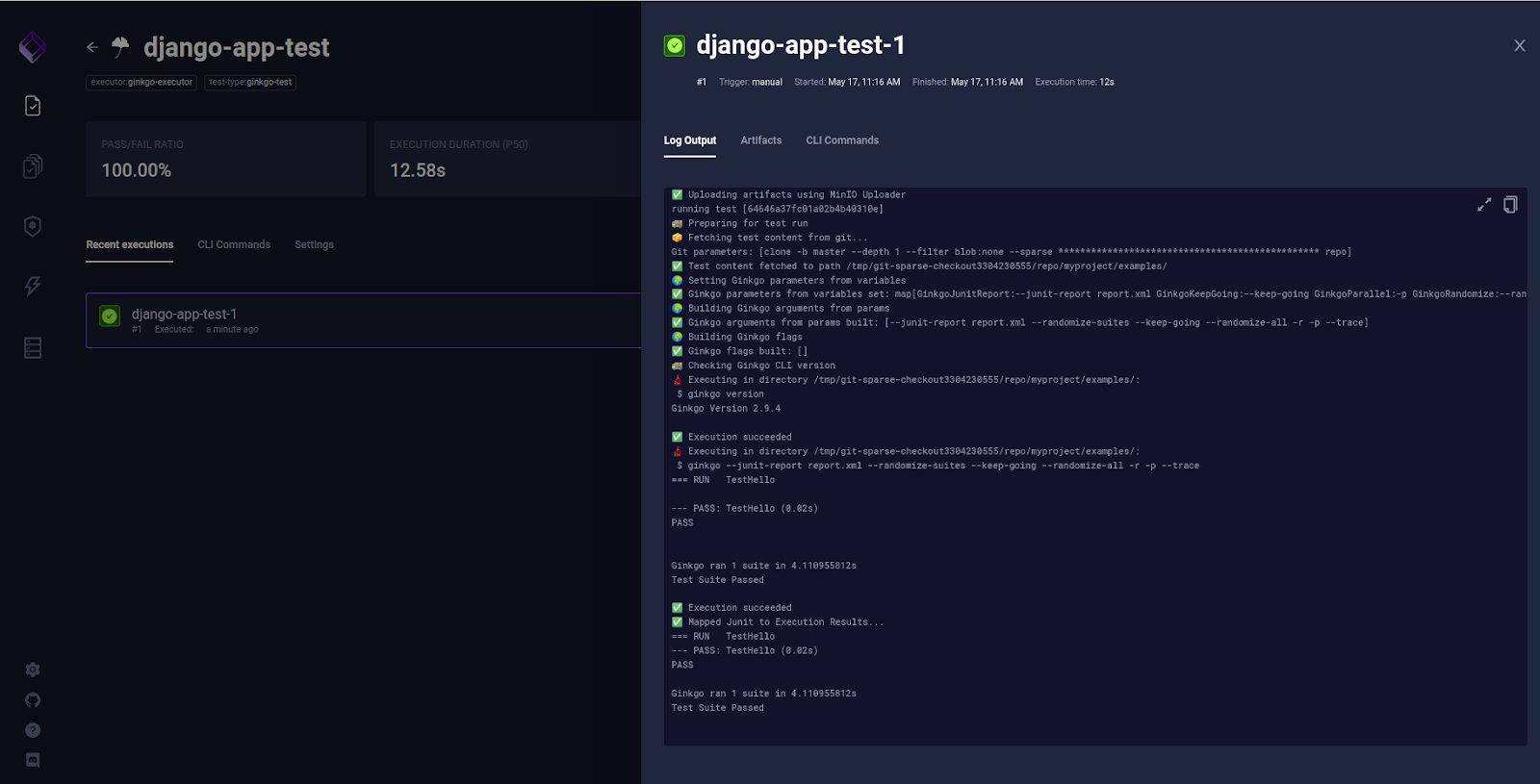 test triggered