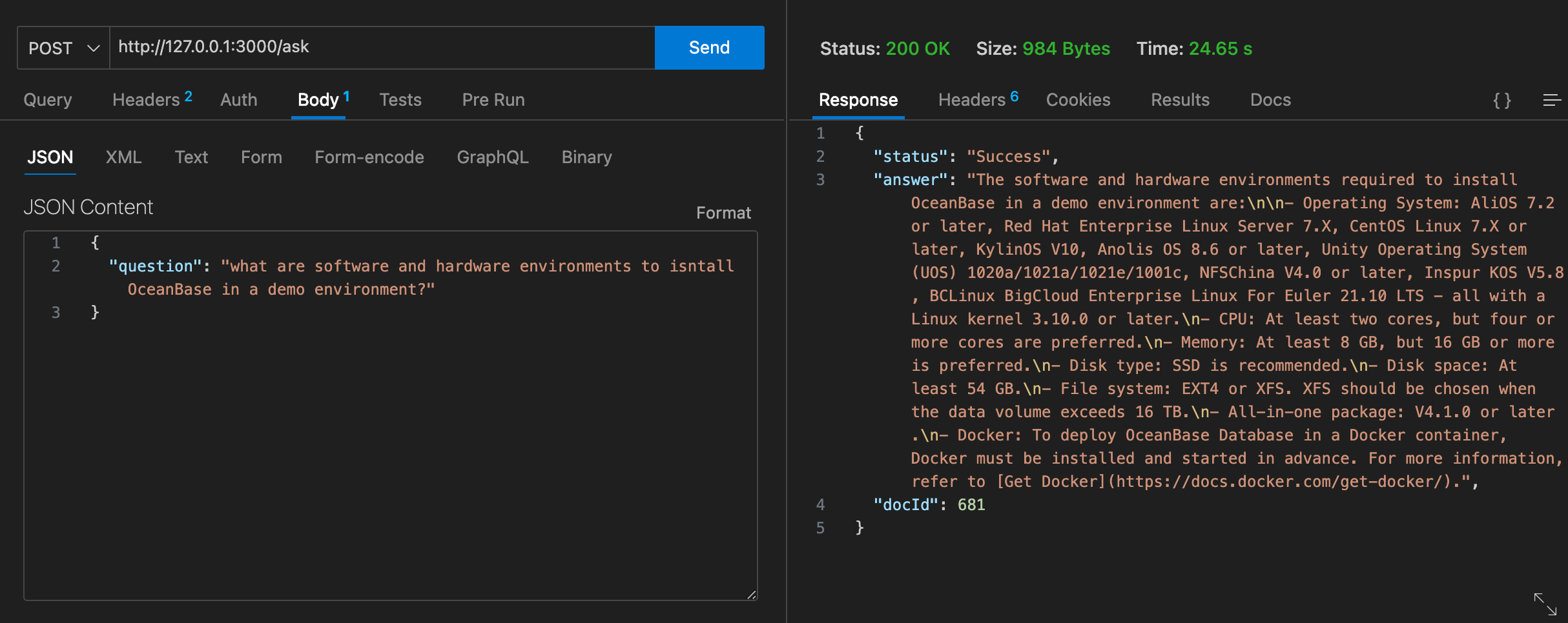 a successful request