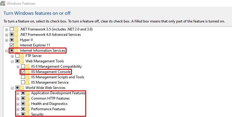 If not, then open the control panel, go to Program and Features, and click on Turn Windows Feature on or off.
