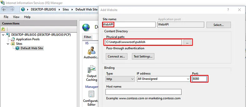 Open IIS Manager and create a new Web Application after right click on the sites.