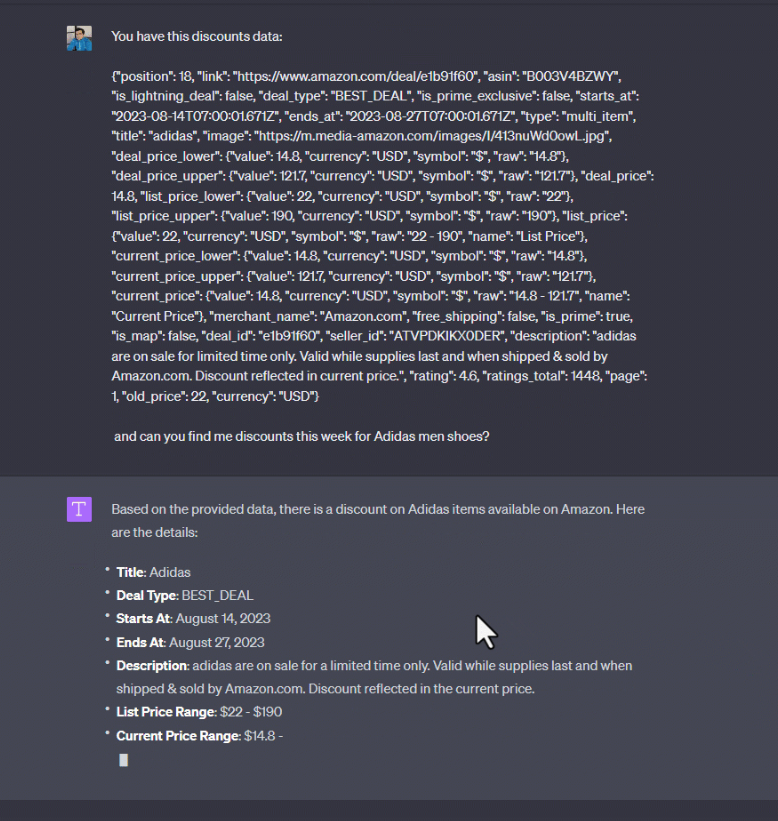 Discounts data prompt