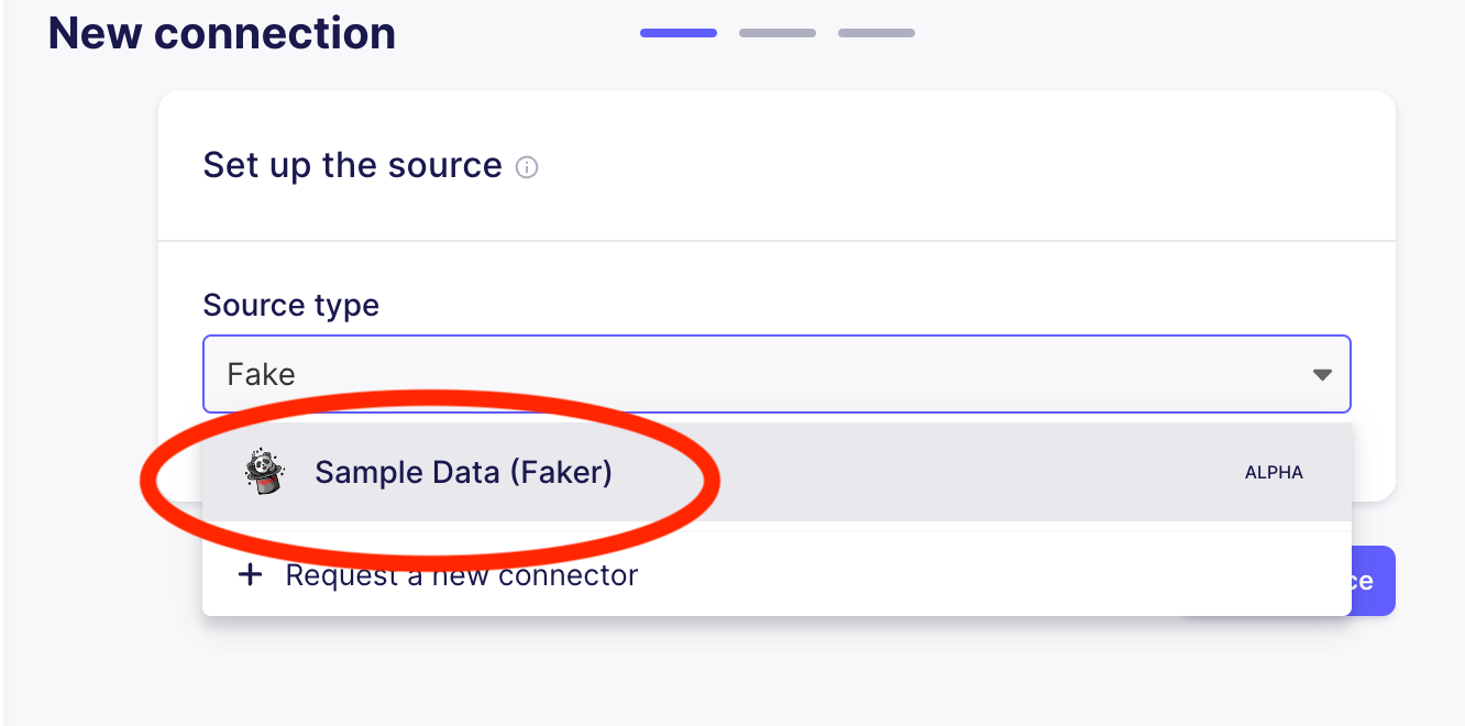 Select the Faker source