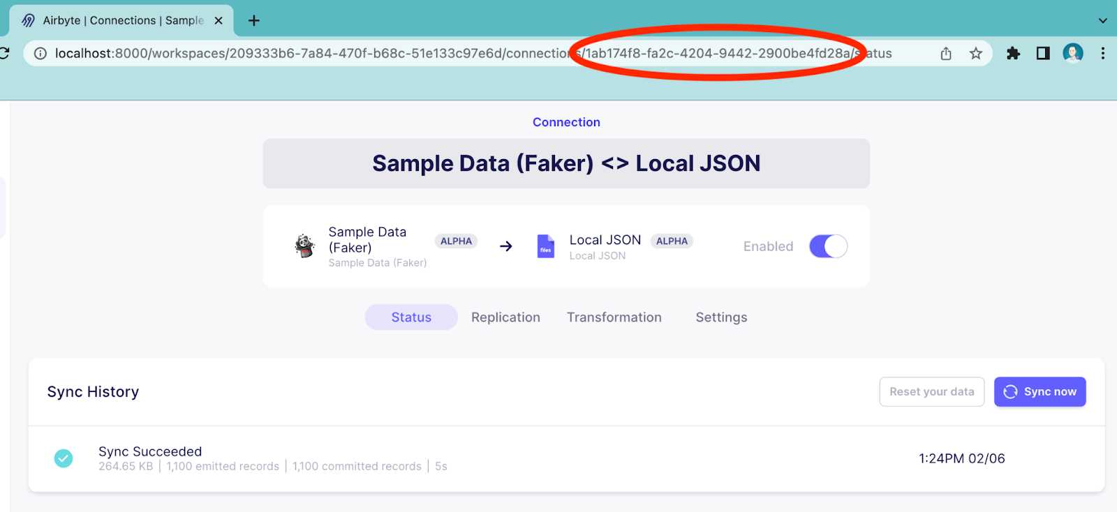 Get the Airbyte connection ID