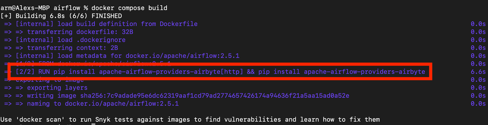 Confirmation that the Airflow provider has been installed