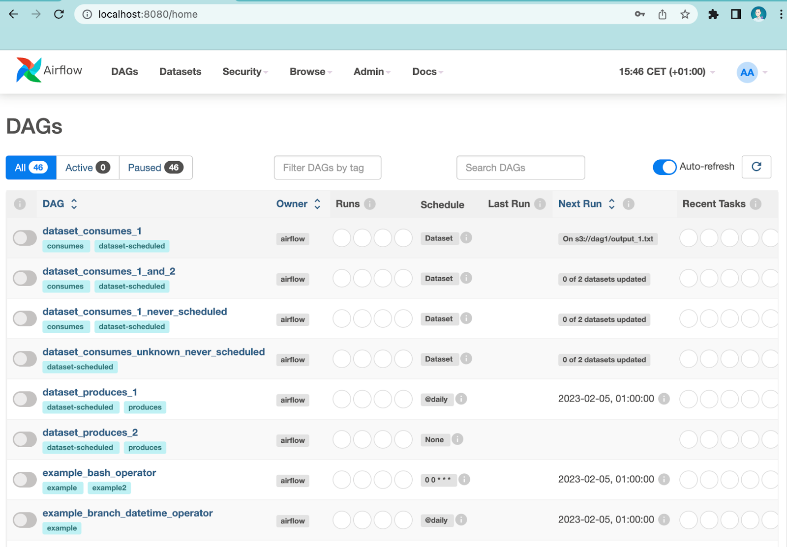 Airflow screen after login