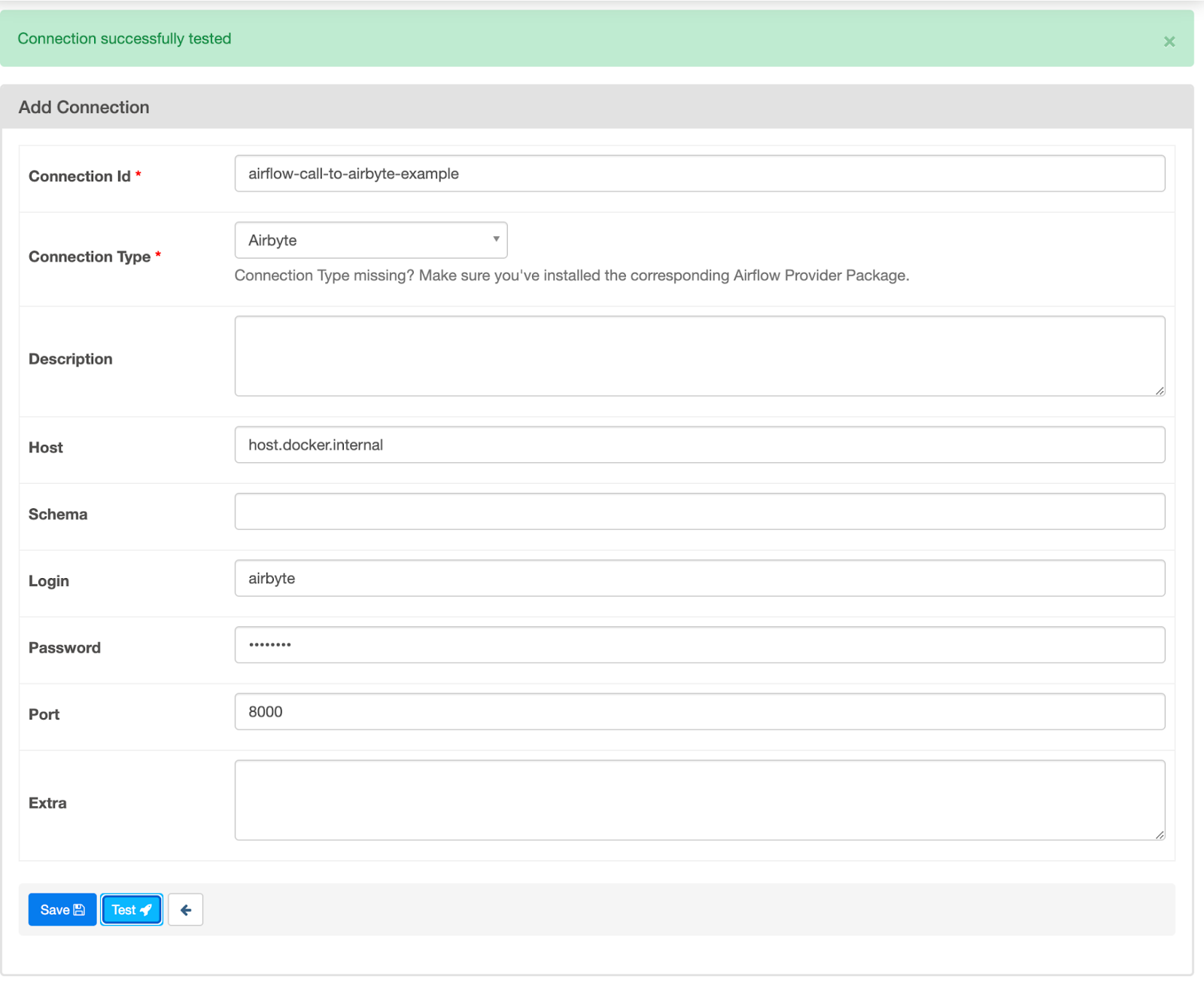 Configure an Airflow connection to Airbyte