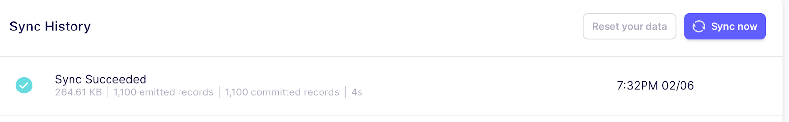 The status of the synchronization that has been executed by Airbyte