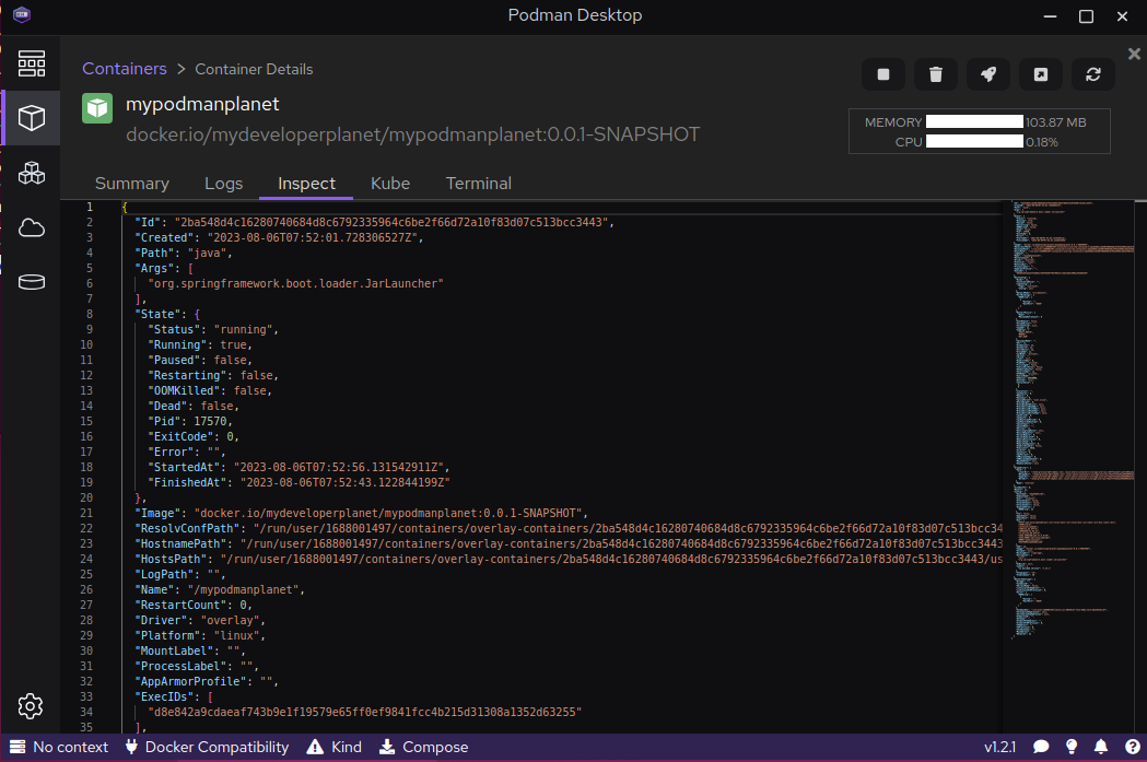 The Kube tab shows you what the Kubernetes deployment yaml file will look like.