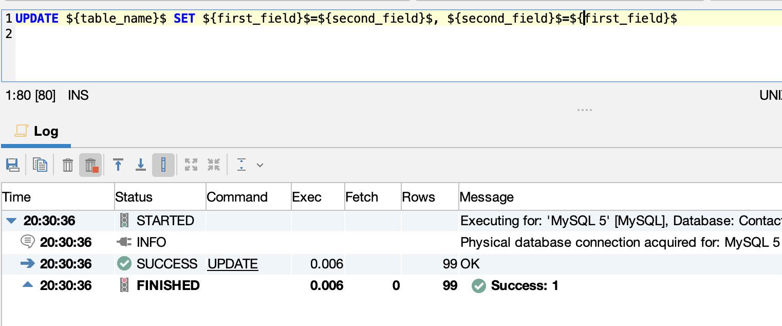 [ Executing swap columns query ]