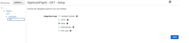 Set the integration type to Mock. Click the save button.