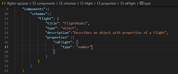 Let's add the first property, "idFlight," which will be assigned a numerical value.