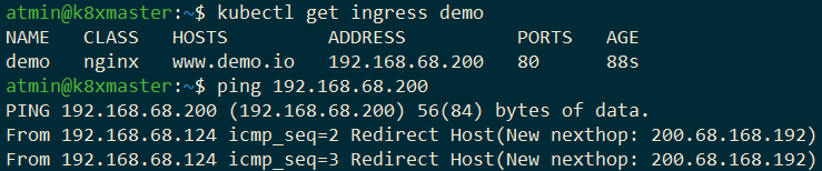 The Ingress can be interrogated from kubectl.