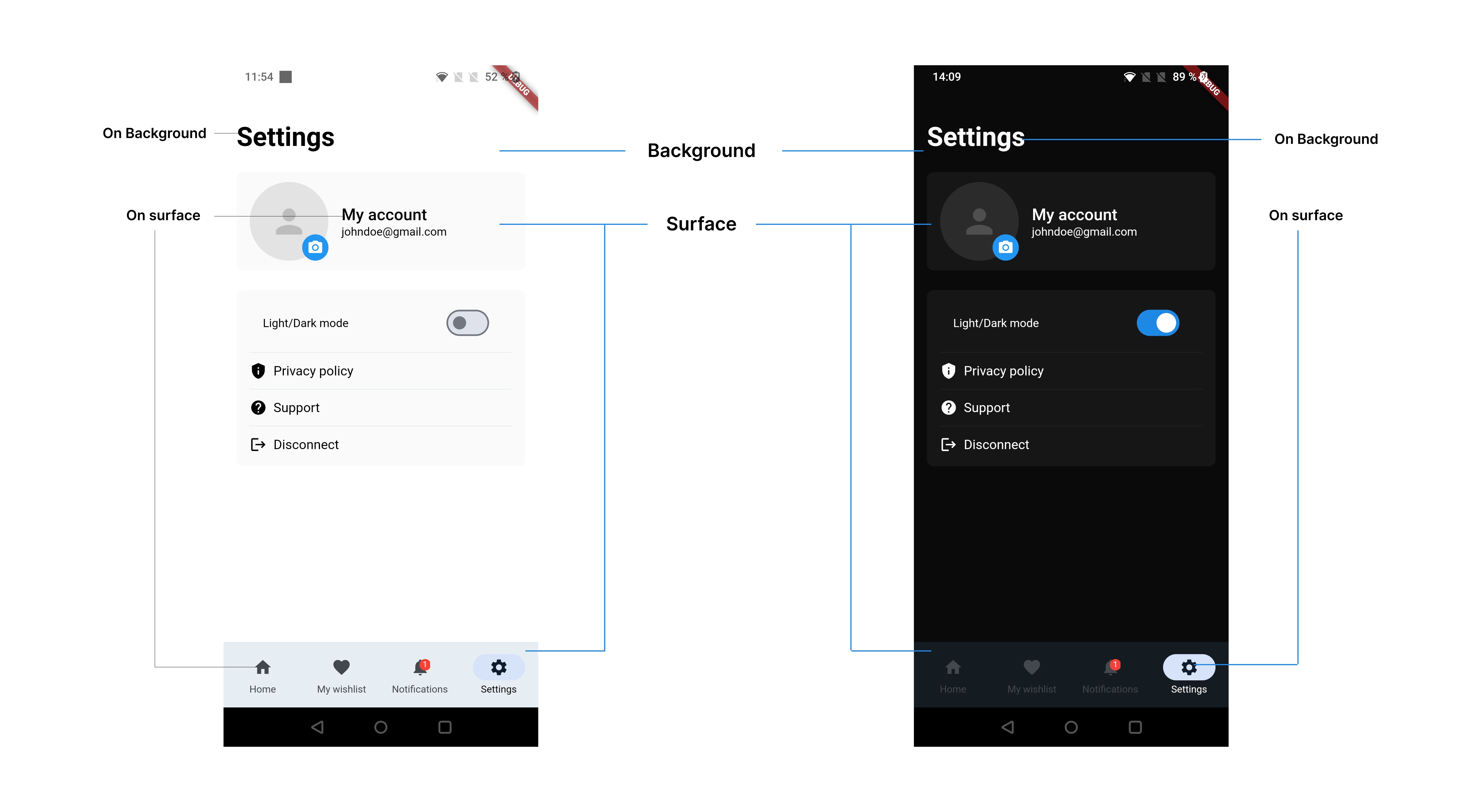 Flutter theme light and dark