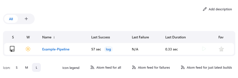 Example-Pipeline link in the pipeline table on the main Jenkins page