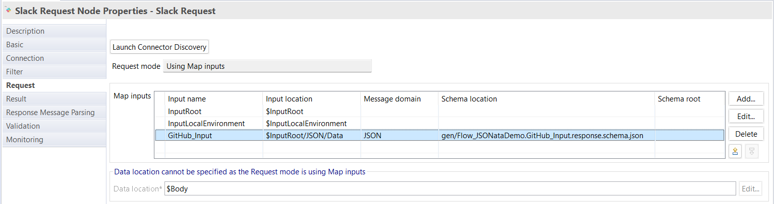 slack request node properties
