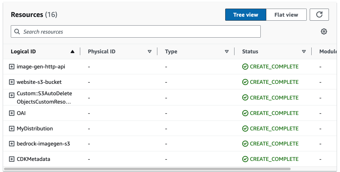Keep track of the progress in the terminal or navigate to the AWS console