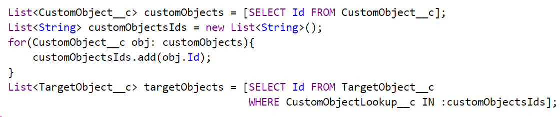 Picture 4: auxiliary code for retrieving related records IDs list