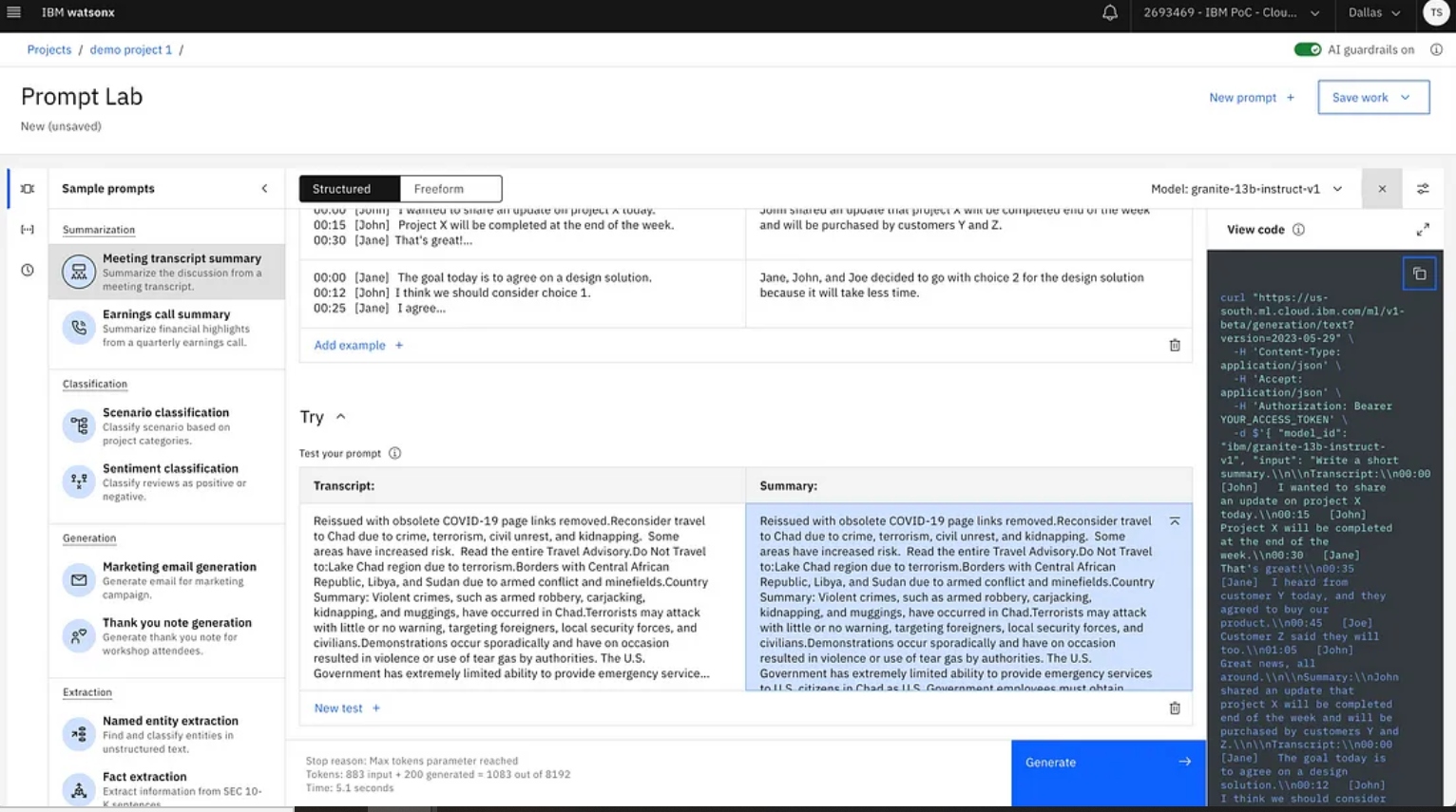 IBM Prompt Lab