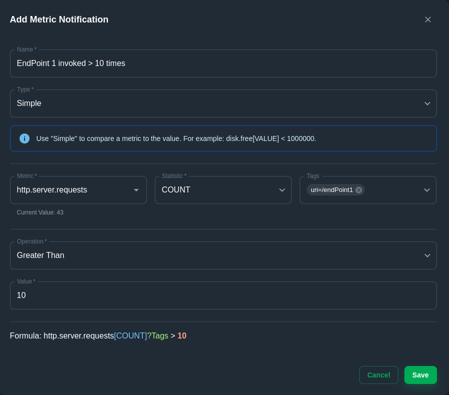 add metric notification