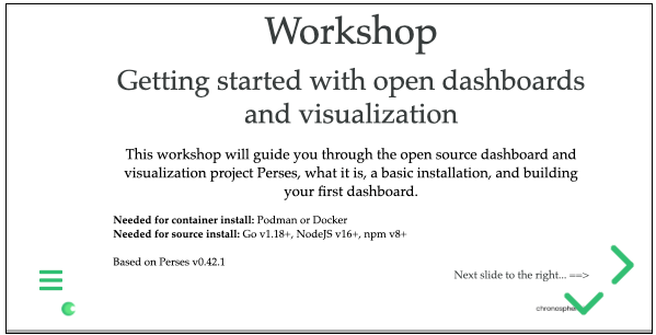 Workshop: Getting started with open dashboards and visualization slide