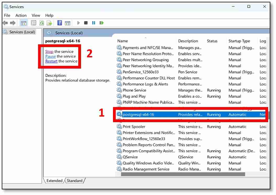 Click on the service, then click ‘Restart’. Once finished, close the window.