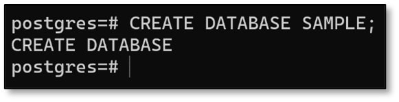 CREATE DATABASE SAMPLE;