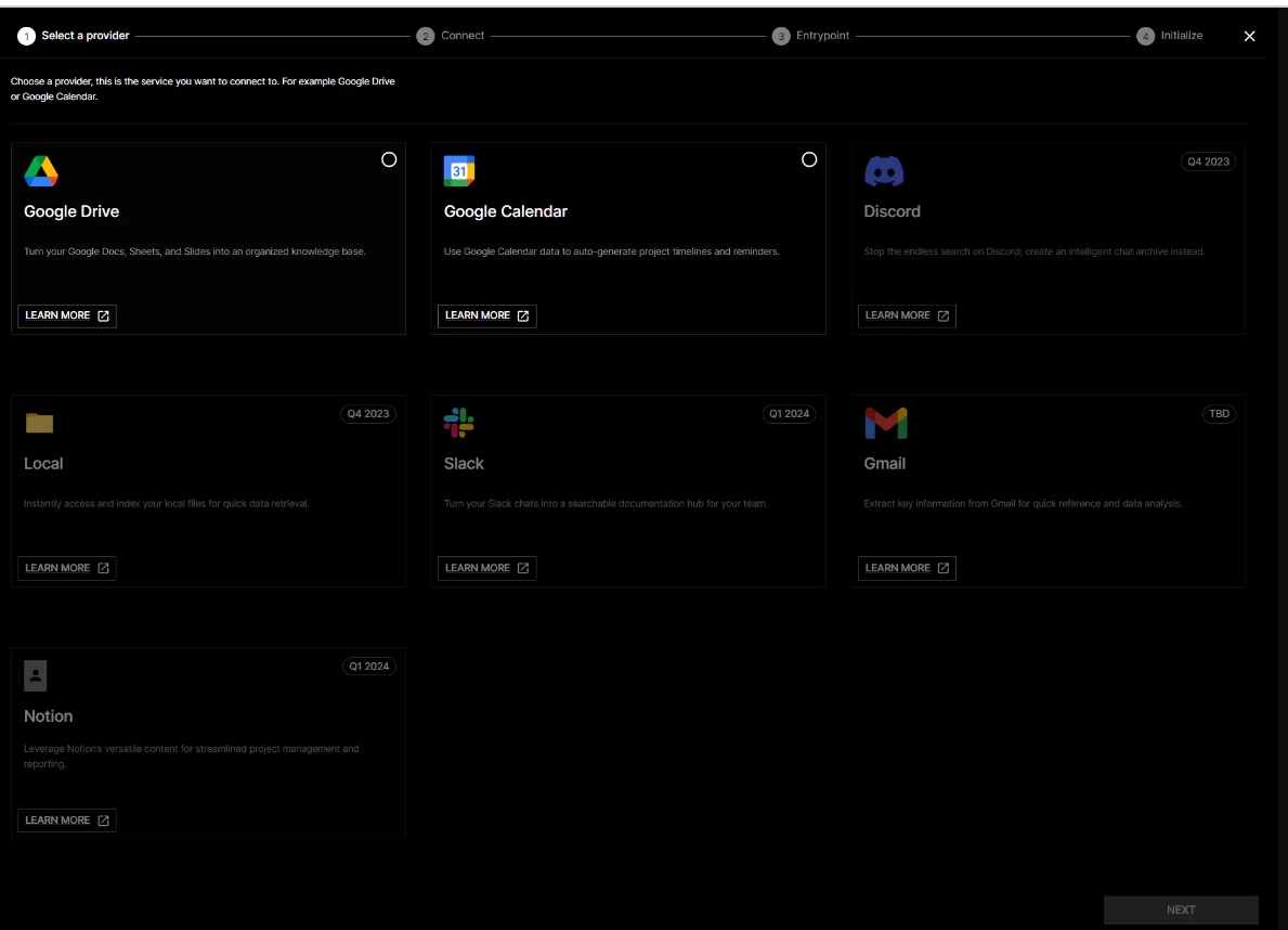 Unbody create a new project with data sources