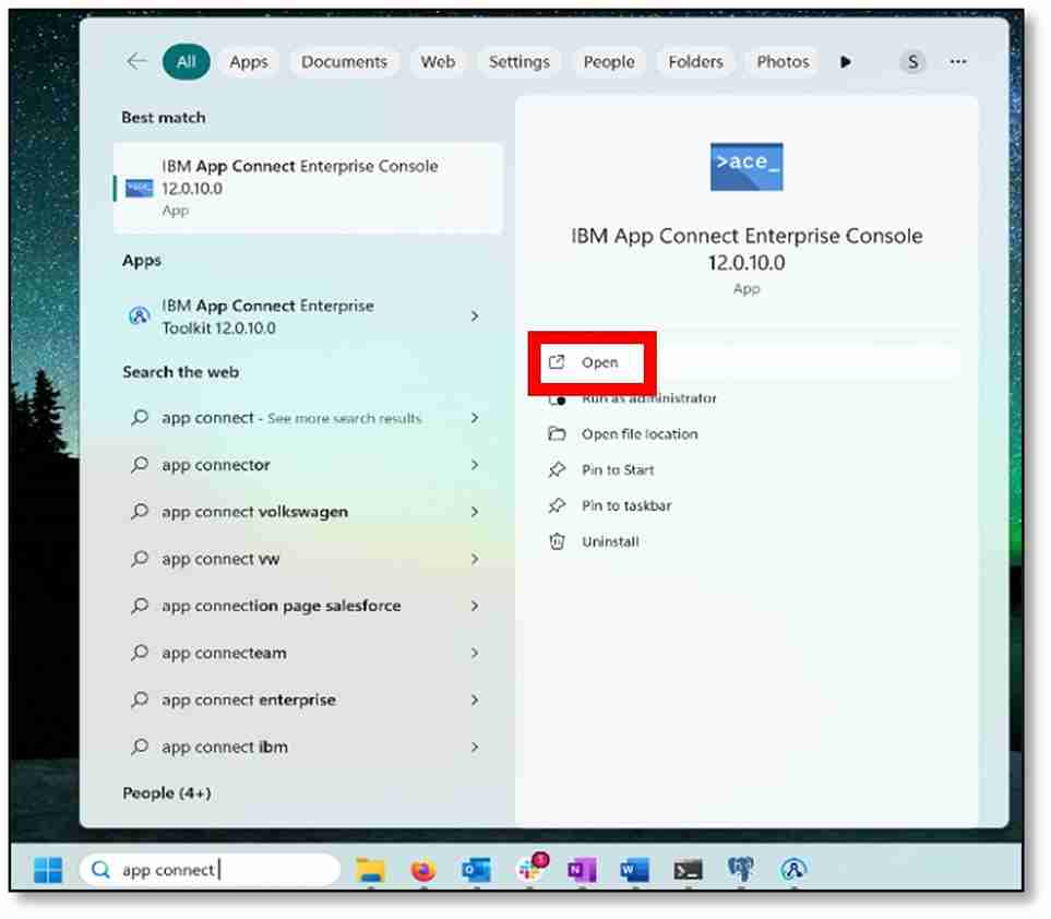 Open the App Connect Enterprise Console if it has been closed.