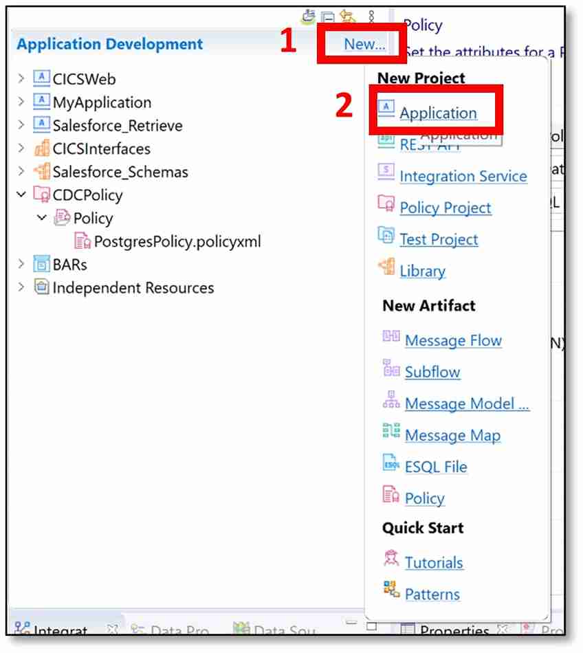 ‘New…’ → ‘Application.’