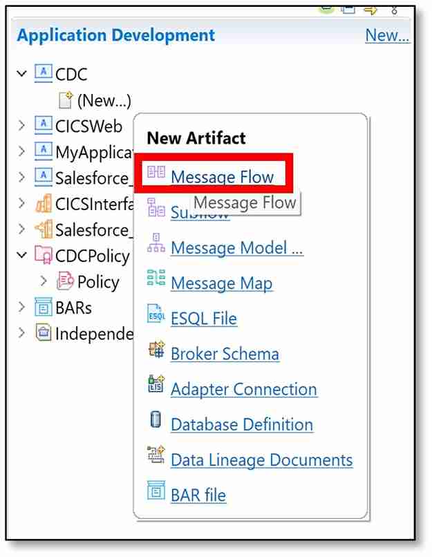 ‘(New…)’ → ‘Message Flow’