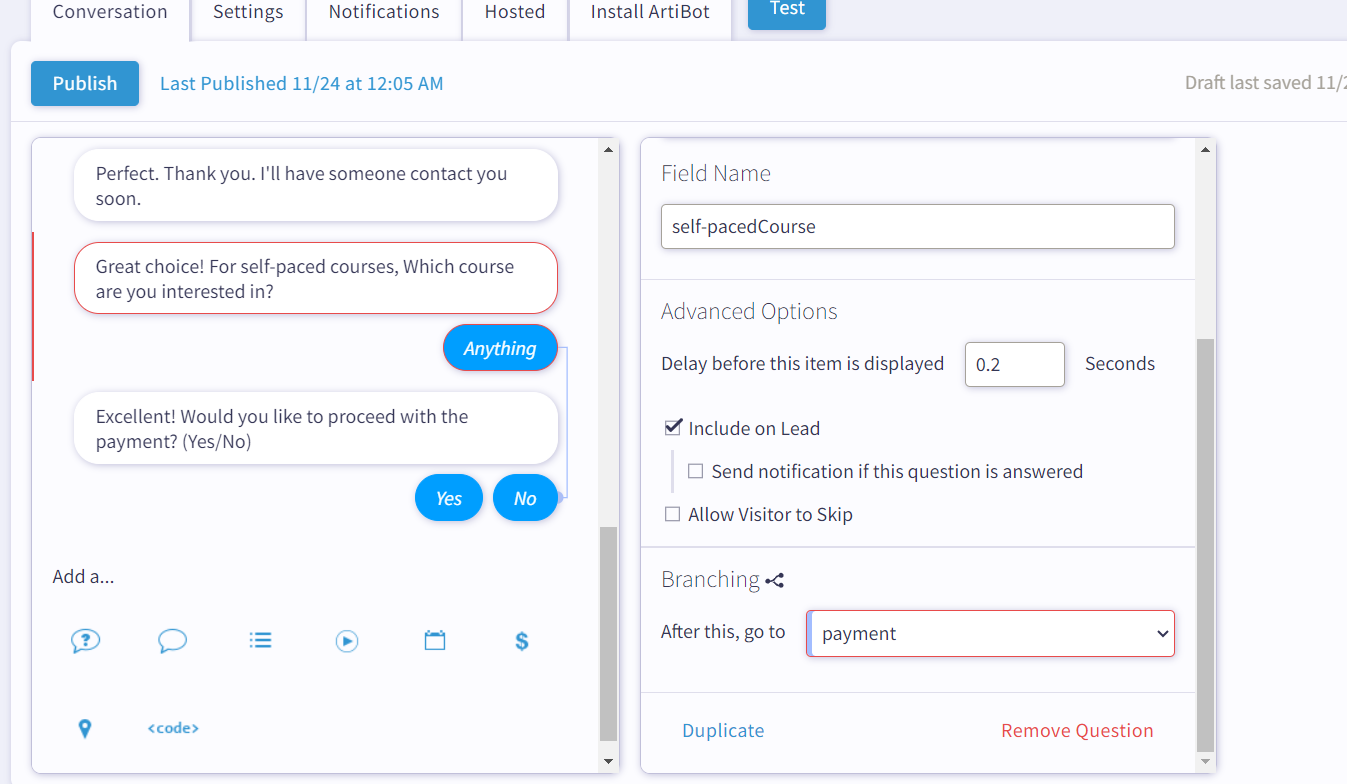 Users Want to Select Course