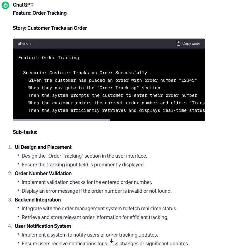 ChatGPT Feature tracking