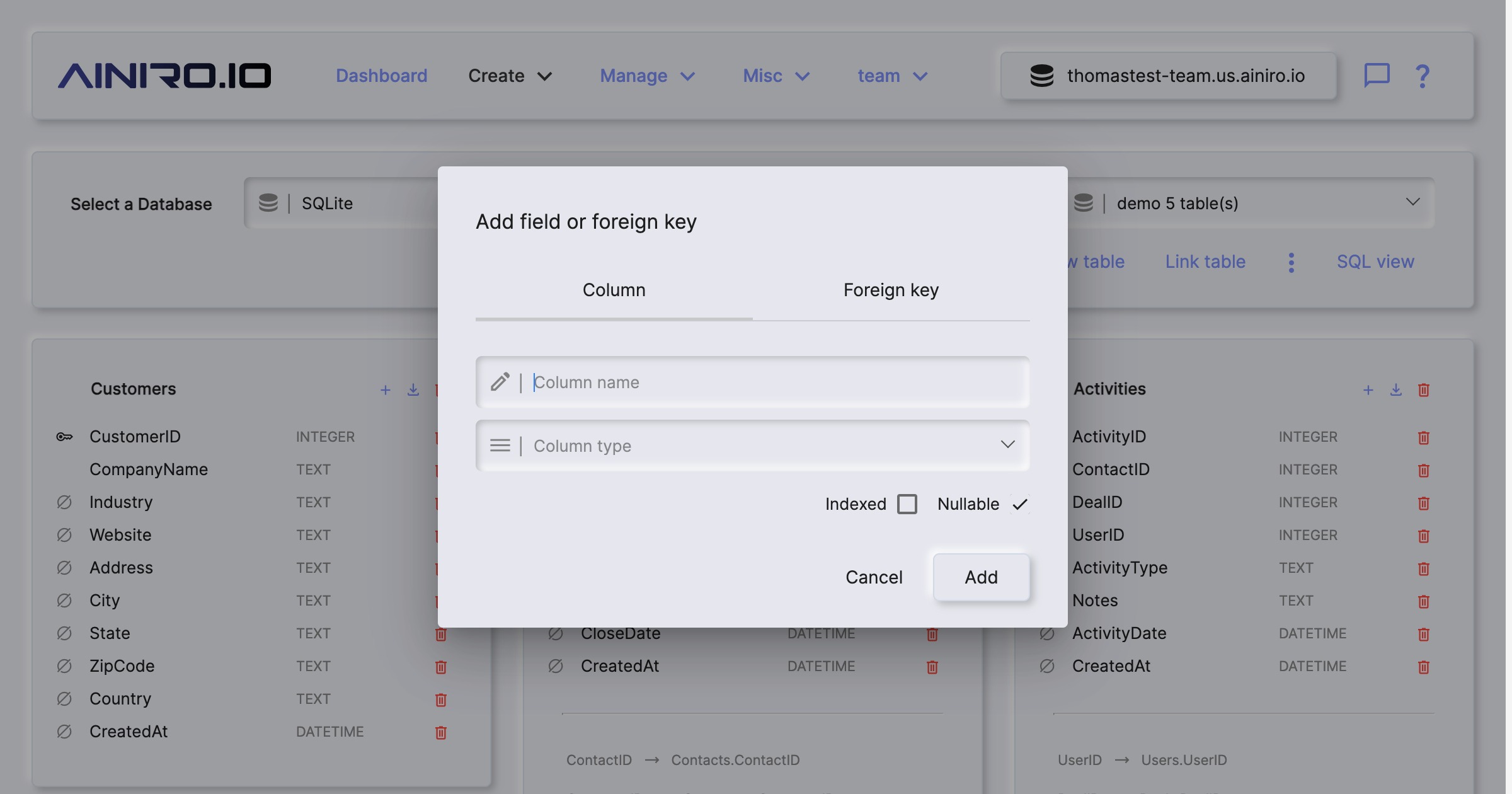 add field or foreign key