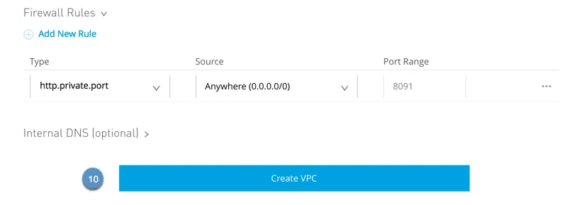 Configuring Firewall Rules while creating a VPC