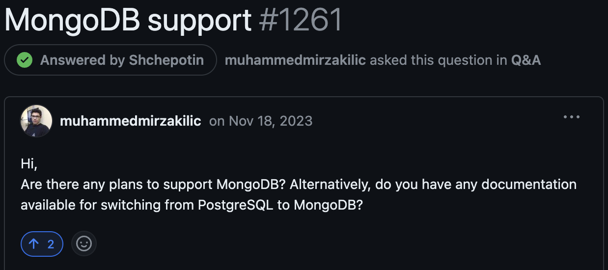 MongoDB Support