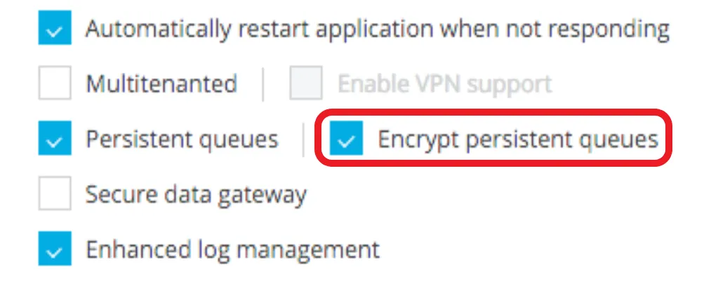 enabling encrypt persistent queues