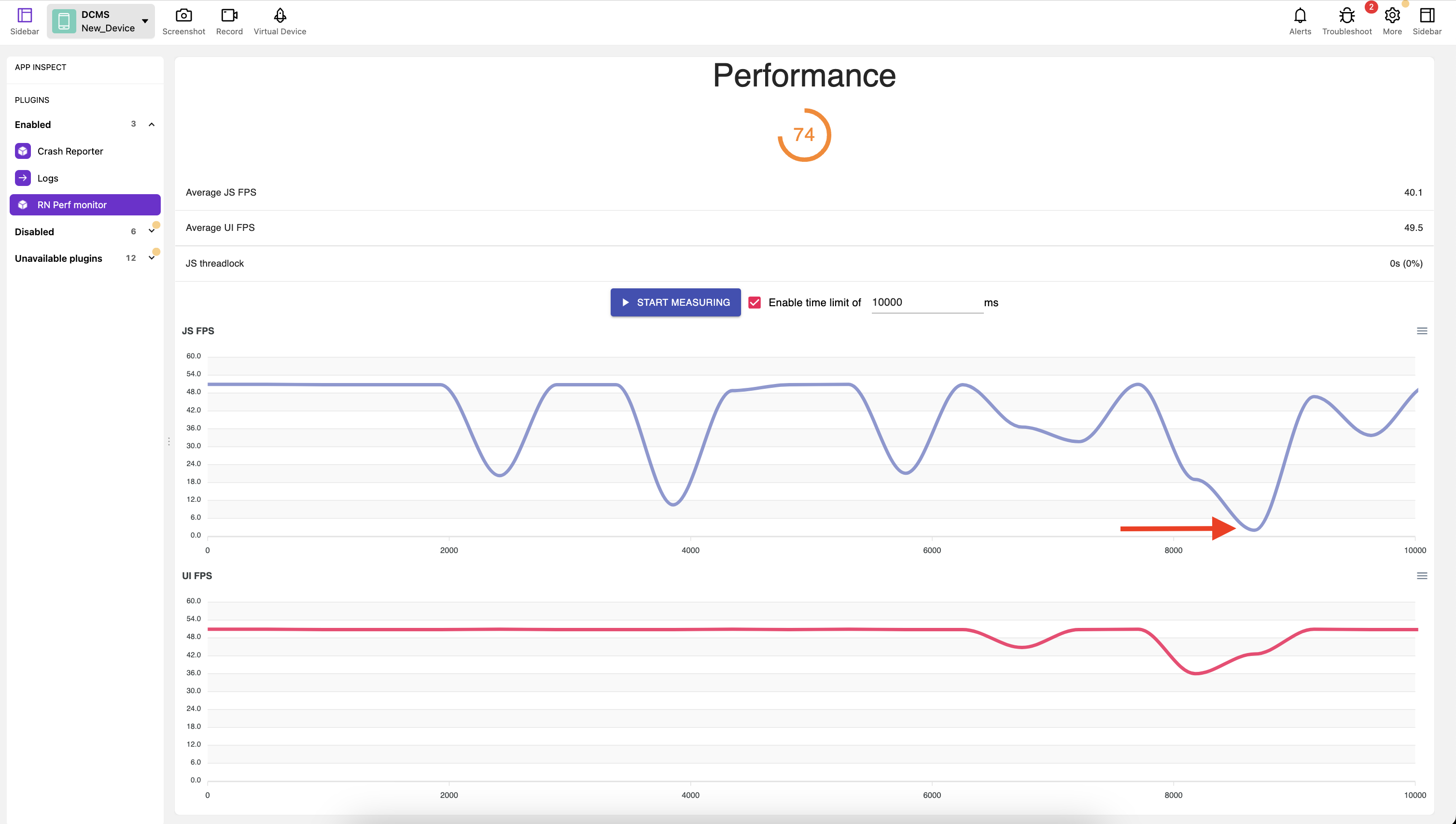 App performance by Flipper + RN Perf monitor