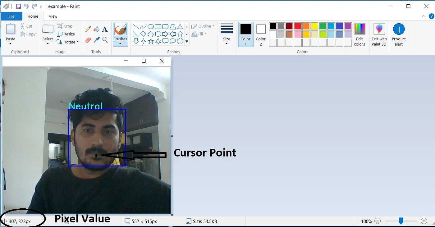 Fig 1.9 Find pixel co-ordinate of my lips in the image
