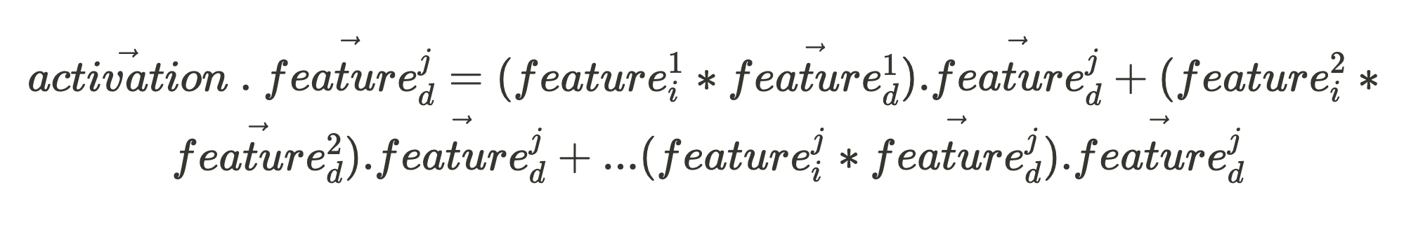 Activation intensity of some feature in the input: feature’s unit vector, feature^j_d