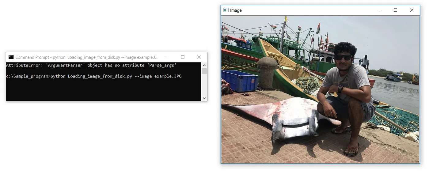 Fig 2.2 Loading an Image using Argparse module.